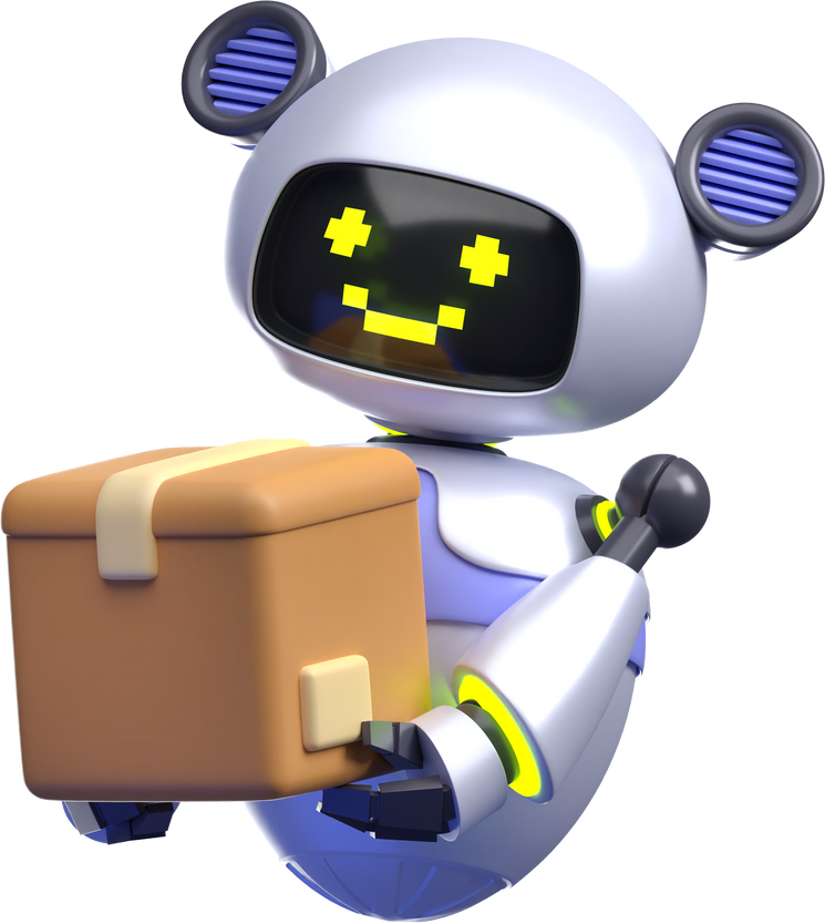 3D Robot Lifting Package BoxIllustration